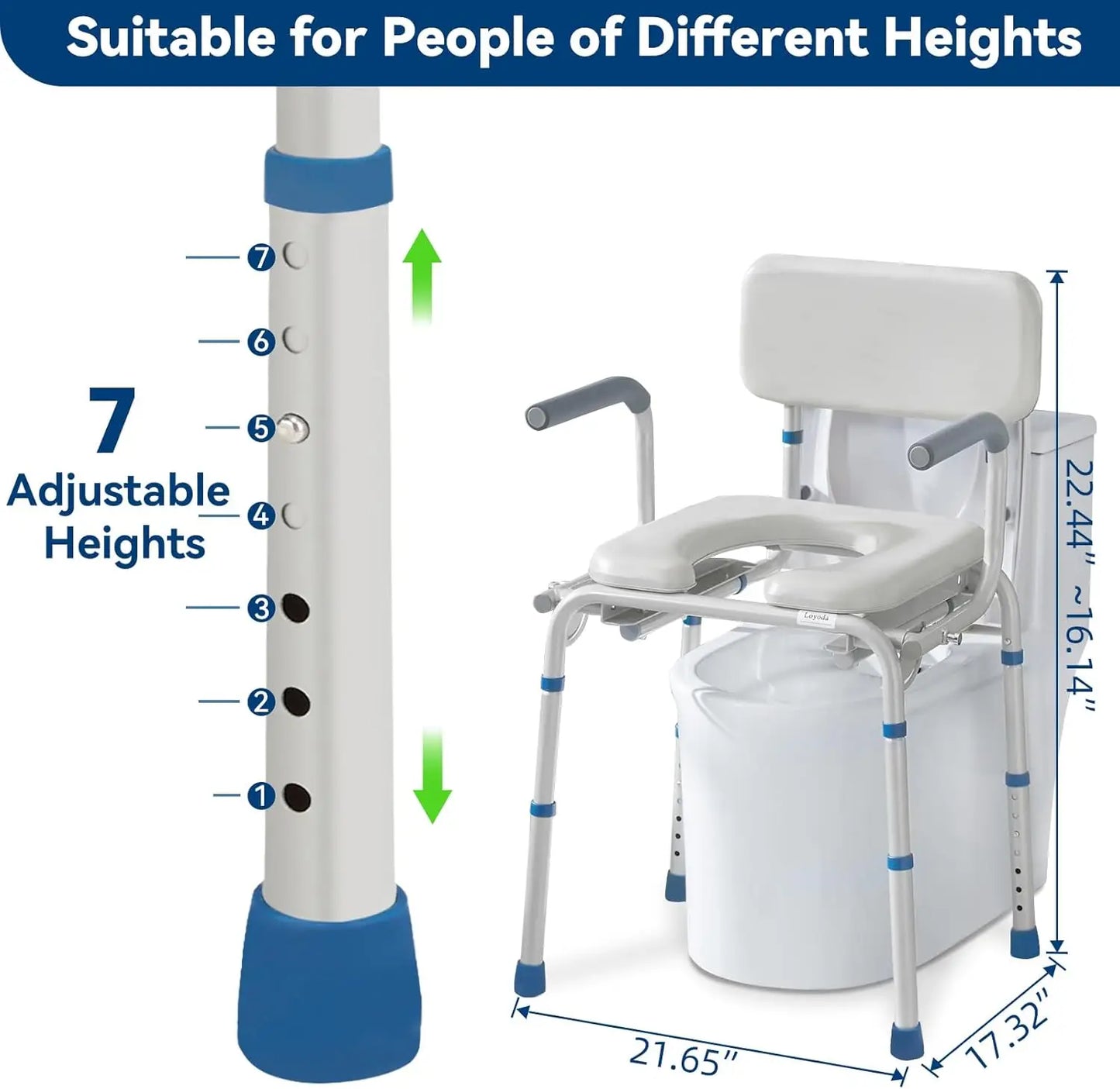 Portable Bedside Commode for Seniors – Adjustable & Removable Bucket